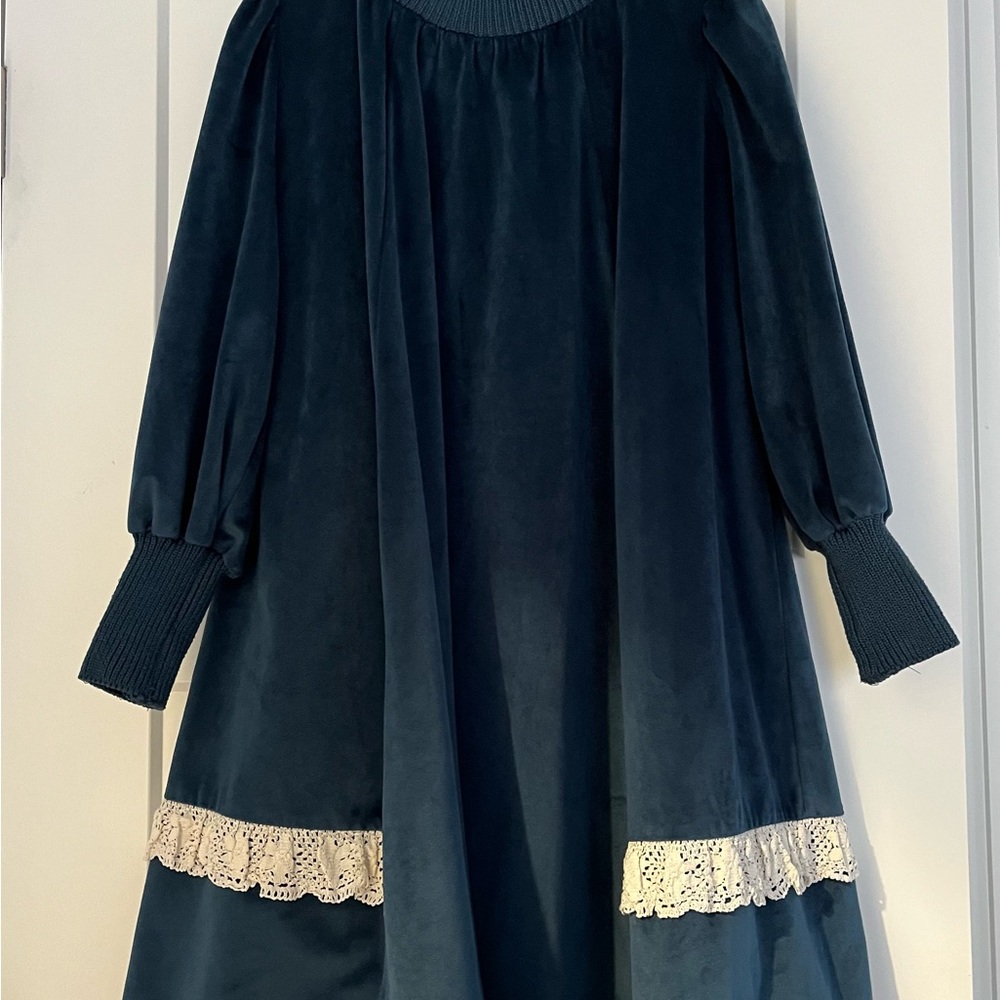 THE MIDDLE DAUGHTER Girl Navy Velvet Dress 11-12